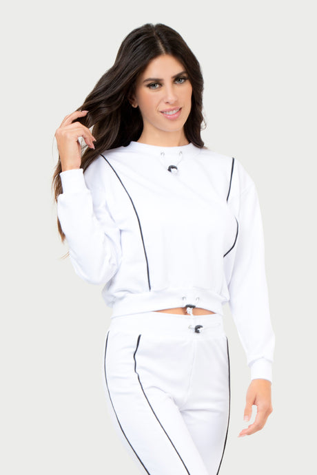 Sudadera Dama ML / SUDADERA BLANCA RAYAS (7067762917558)