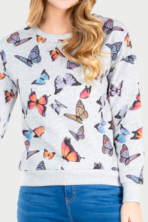 Sudadera Dama ML / GRIS MARIPOSAS (7067780382902)