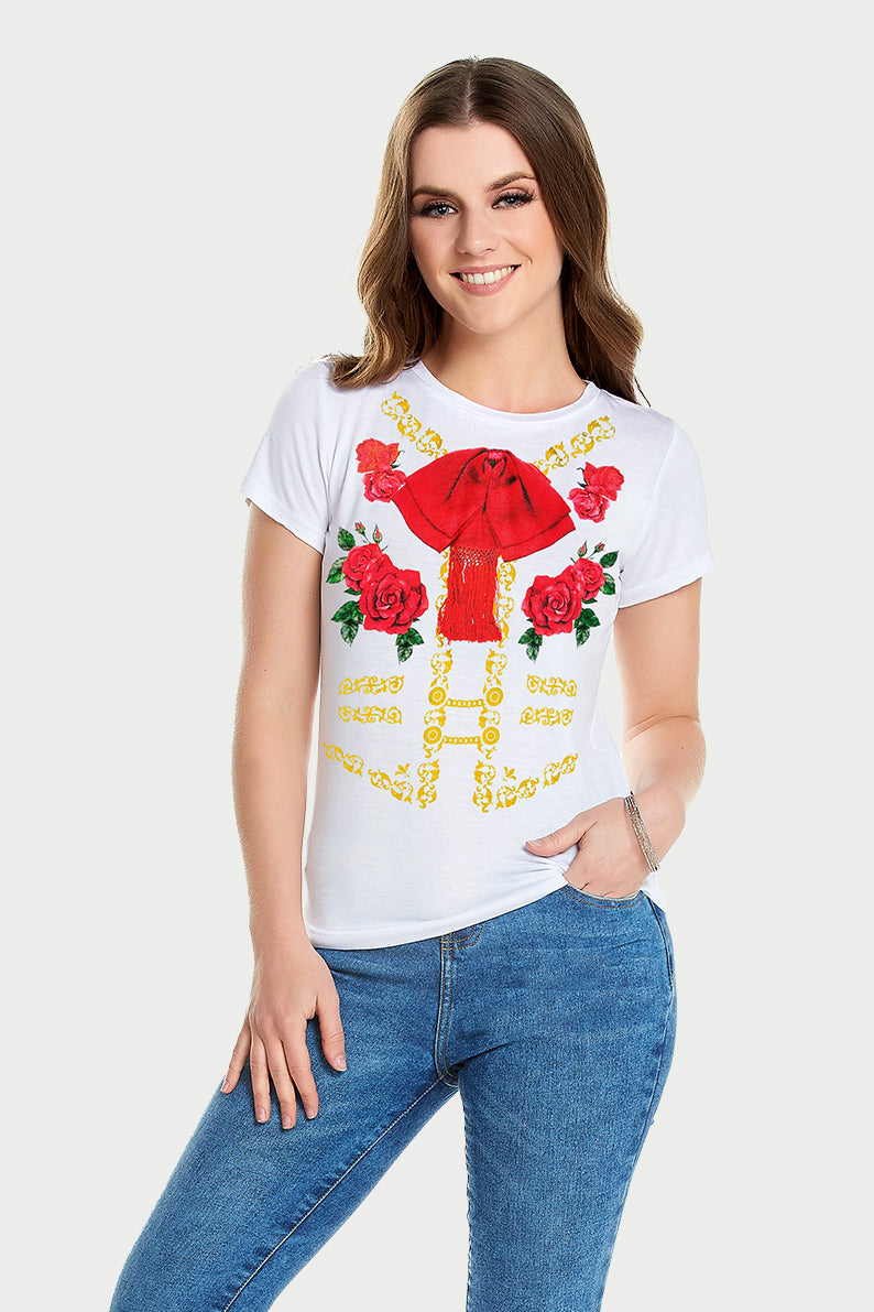 PLayera Dama MC / CHARRA BLANCO (7824868638943)