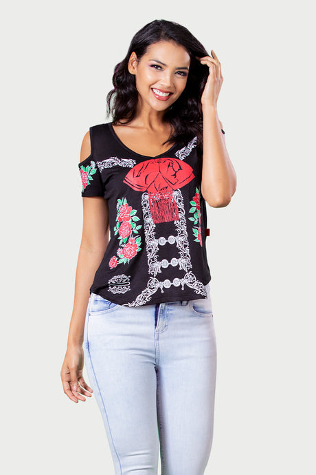 PLayera Dama MC / OFFSHOULDER CHARRA (7824908386527)