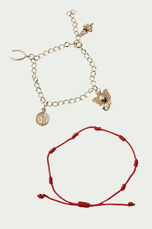 Set Pulsera Metal e Hilo / SUERTE (7738435174623)