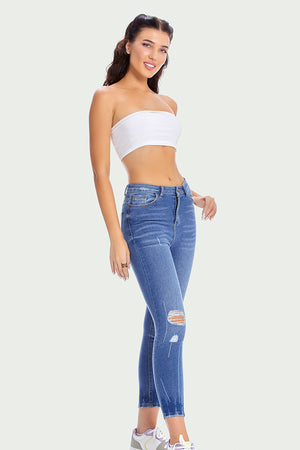 Pantalón Mezclilla Dama / TIRO ALTO CON DESGASTE (1422712995863)
